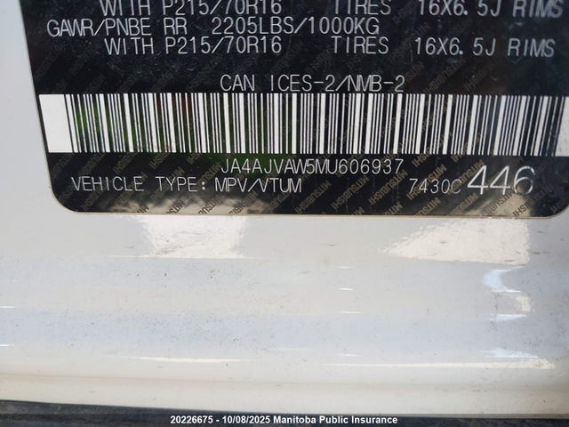 JA4AJVAW5MU606937 Mitsubishi mivec