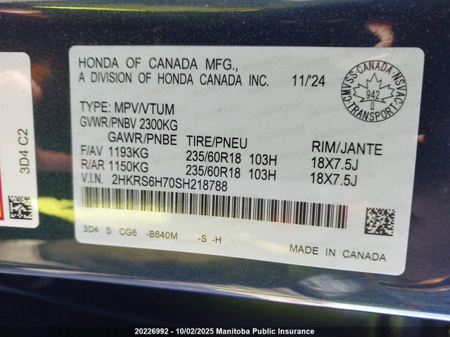 2HKRS6H70SH218788 Honda lfc3