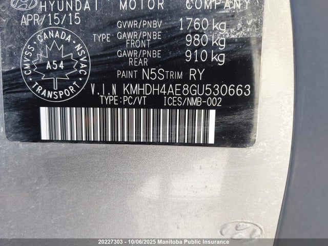 KMHDH4AE8GU530663 Hyundai dohc mpi nu