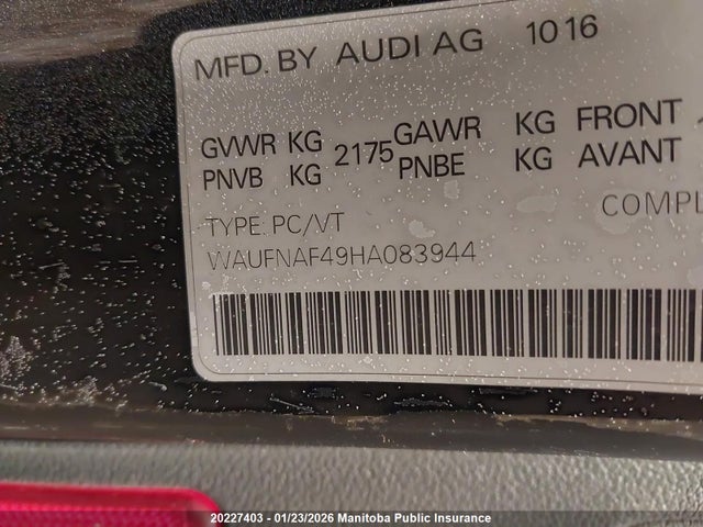 WAUFNAF49HA083944 Audi A4 2.0t Quattro