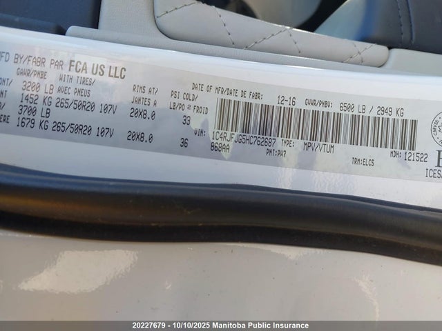1C4RJFJG5HC762687 Jeep Grand Cherokee
