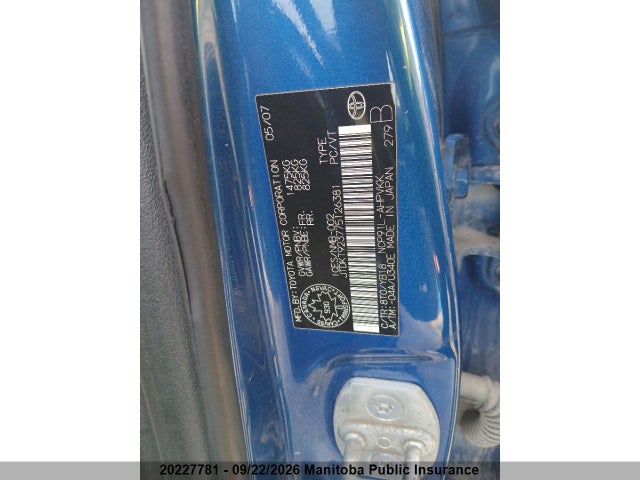 Продажа на аукционе авто 2007 Toyota Yaris Rs Rs, vin: JTDKT923775126381, номер лота: 20227781