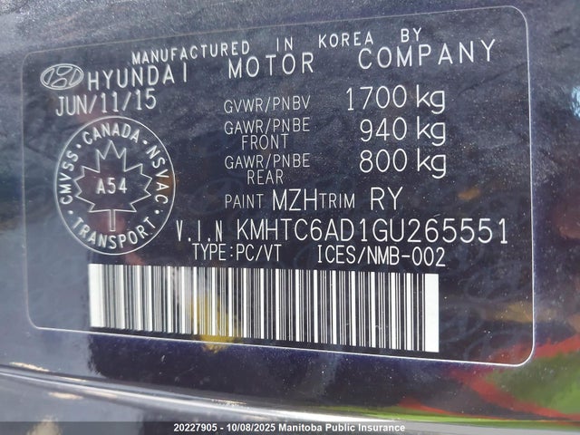 KMHTC6AD1GU265551 Hyundai dohc gdi gamma