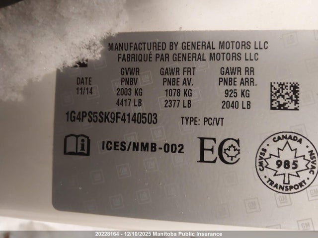 Продаж на аукціоні авто 2015 Buick Verano, vin: 1G4PS5SK9F4140503, номер лоту: 20228164