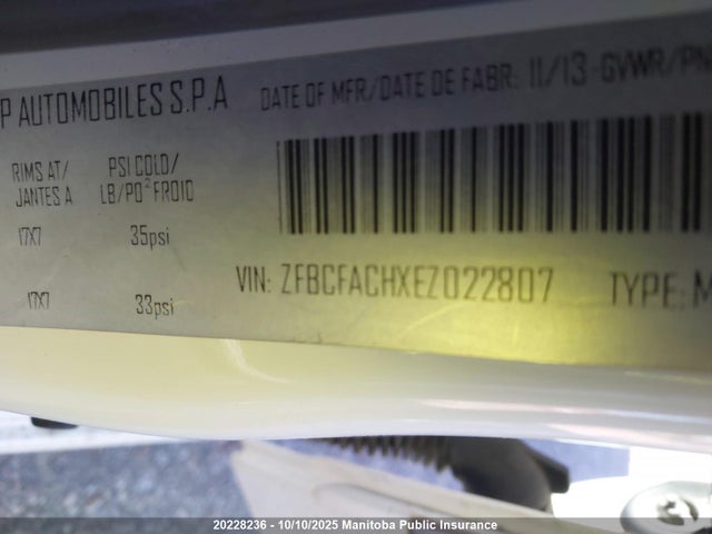 ZFBCFACHXEZ022807 Fiat 330a1047