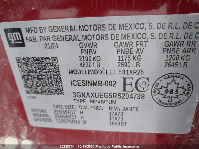 3GNAXUEG5RS204738 Chevrolet lsd