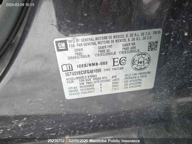 3GTU2VEC0FG481898 GMC Sierra 1500 Slt Crew Cab