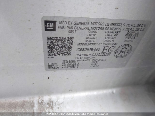 3GCUKREC3JG121153 Chevrolet Silverado 1500 Ls Crew Cab