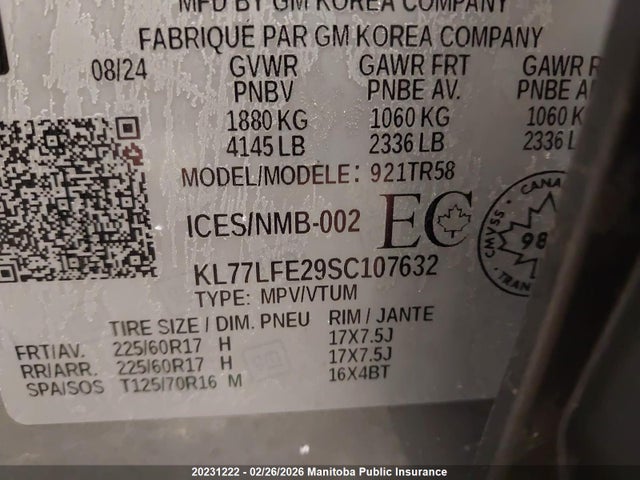 KL77LFE29SC107632 Chevrolet TRAX LS