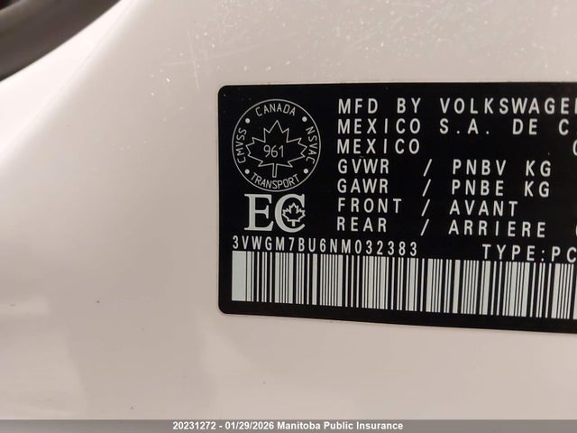 3VWGM7BU6NM032383 Volkswagen Jetta Highline 1.5 Tsi