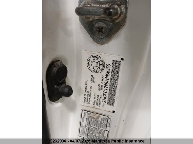 Продаж на аукціоні авто 2007 Honda Civic Ex, vin: 2HGFG12887H006960, номер лоту: 20232906