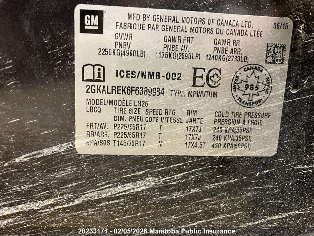 2GKALREK6F6389984 GMC Terrain Sle