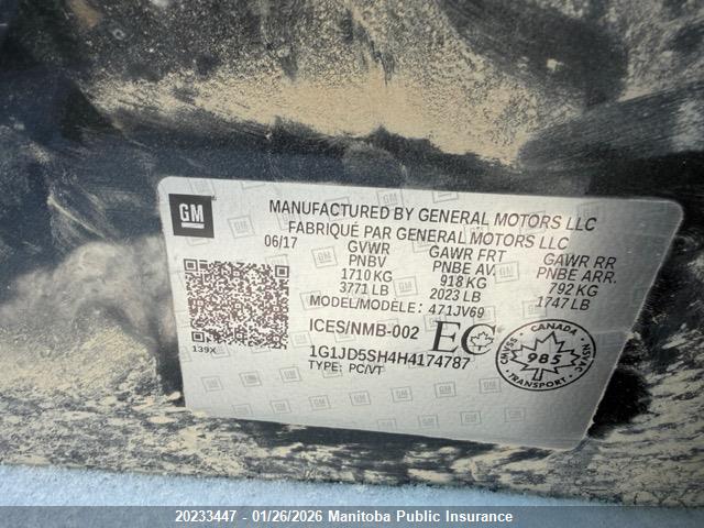1G1JD5SH4H4174787 Chevrolet SONIC LT