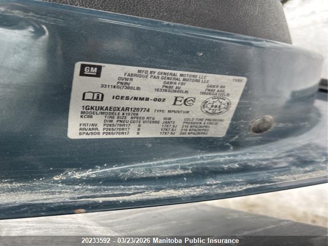 Aukcja sprzedaży 2010 Gmc Yukon Sle, vin: 1GKUKAE0XAR128774, numer aukcji: 20233592
