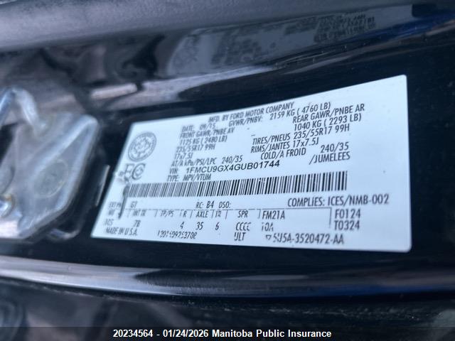 1FMCU9GX4GUB01744 Ford ESCAPE SE