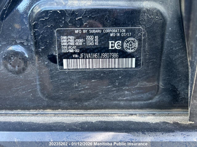JF1VA1H61J9807986 Subaru dib