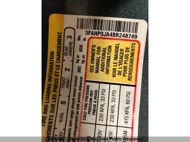 Продажа на аукционе авто 2011 Ford Fusion Sel, vin: 3FAHP0JA4BR248749, номер лота: 20235287