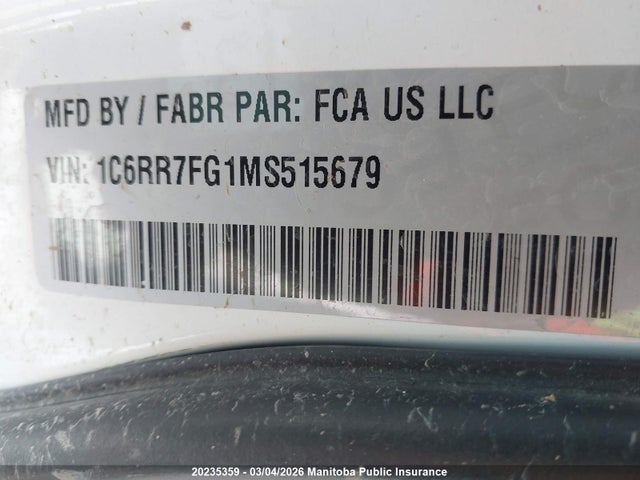 1C6RR7FG1MS515679 Dodge Ram 1500 Tradesman Quad Cab