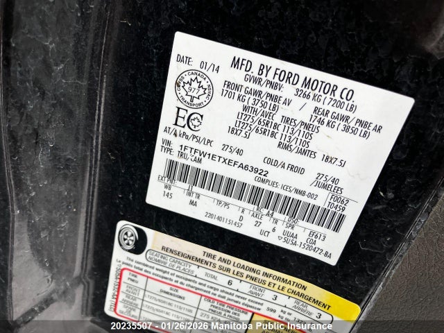 1FTFW1ETXEFA63922 Ford F150 Fx4 Supercrew