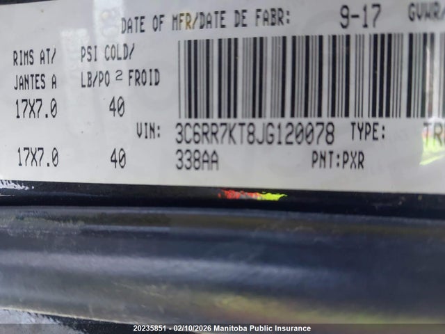 3C6RR7KT8JG120078 Dodge Ram 1500 St Crew Cab