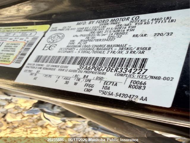 Ford FUSION S 2014 3FA6P0G70ER334227 Image 9