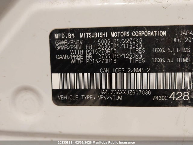 JA4JZ3AXXJZ607036 Mitsubishi Outlander Se