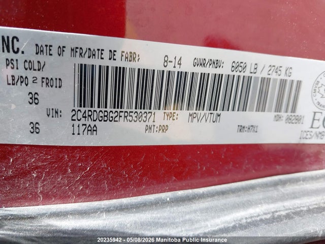 2C4RDGBG2FR530371 Dodge Grand Caravan Crew