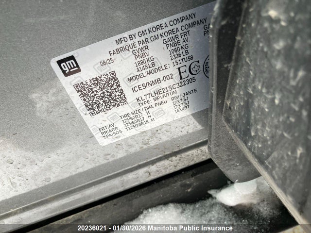 KL77LHE21SC322305 Chevrolet Trax Lt