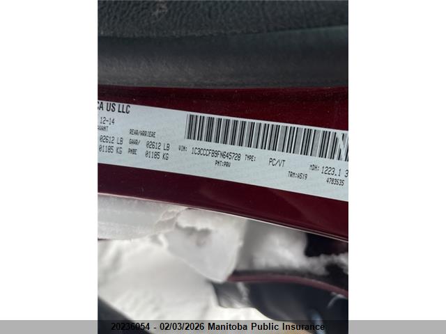 1C3CCCFB9FN645728 Chrysler 200 LX