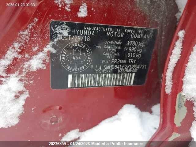 KMHD84LF2KU804731 Hyundai Elantra Preferred Preferred