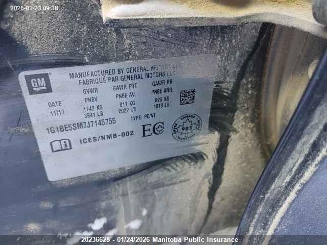 1G1BE5SM7J7145755 Chevrolet Cruze Lt Turbo