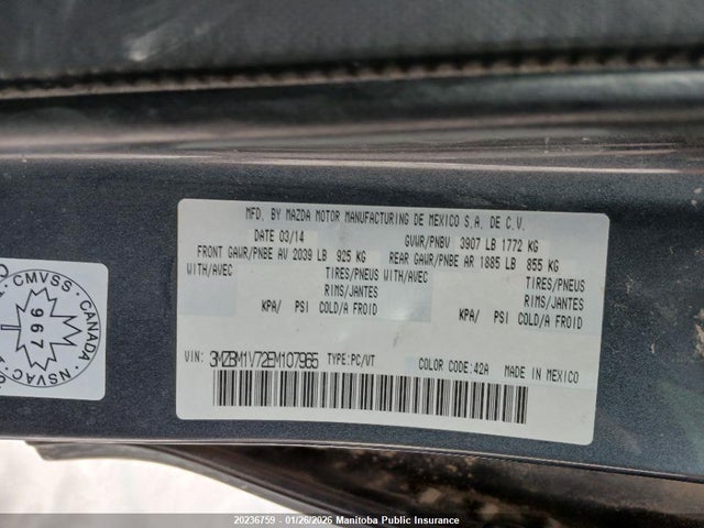 3MZBM1V72EM107965 Mazda Mazda3 Gs Sky