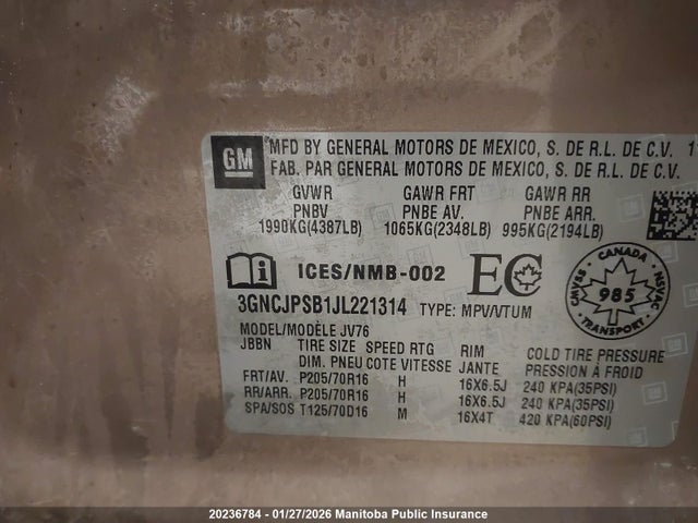 Chevrolet luv - mfi, variable valve timing, e85 max, alum 2018 3GNCJPSB1JL221314 Image 11