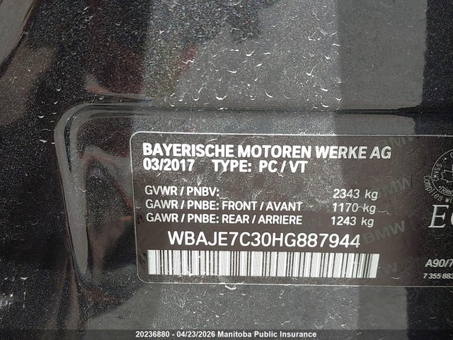 WBAJE7C30HG887944 BMW 540i Xdrive