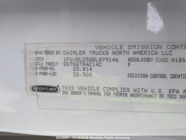 1FUJGLD52GLGY9146 Freightliner Cascadia 125
