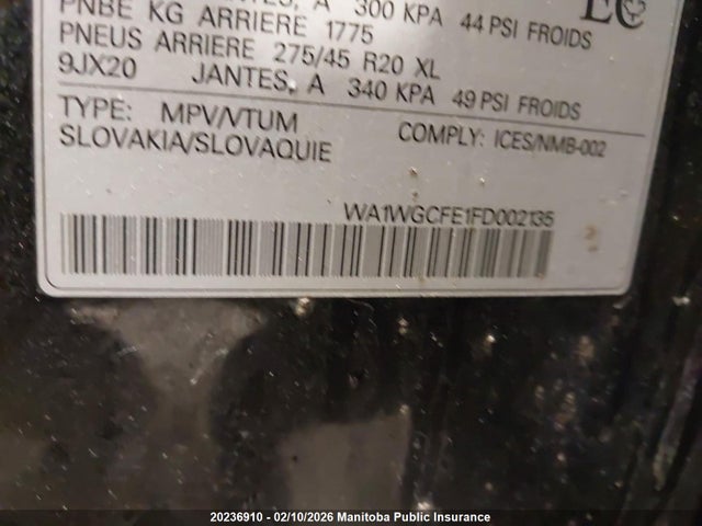 WA1WGCFE1FD002135 Audi Q7 V6