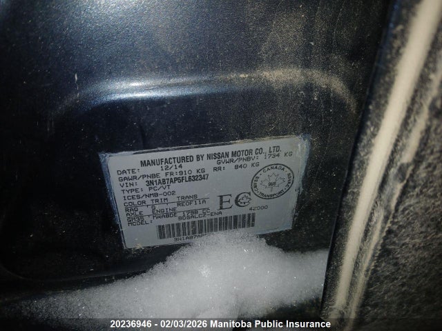 3N1AB7AP5FL632347 Nissan Sentra 1.8 S