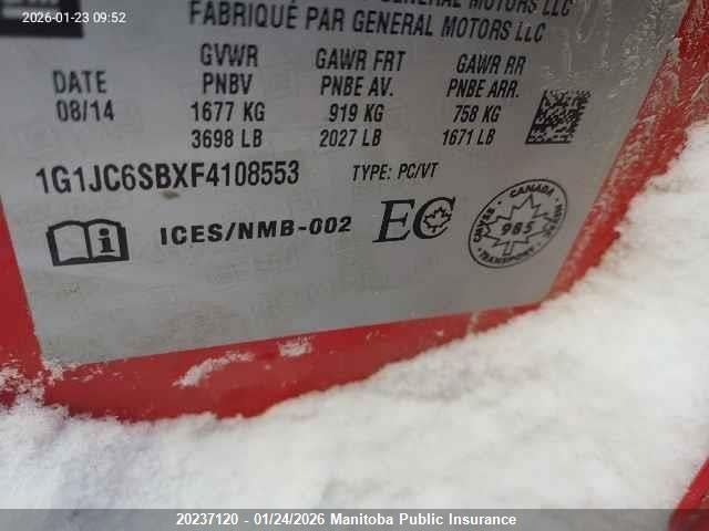 1G1JC6SBXF4108553 Chevrolet SONIC LT