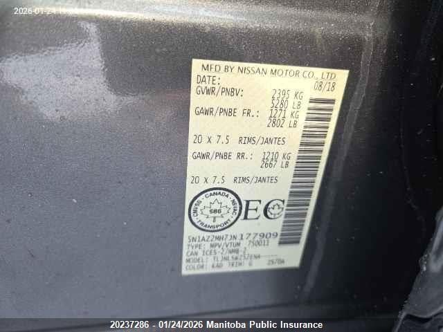 5N1AZ2MH7JN177909 Nissan Murano Platinum