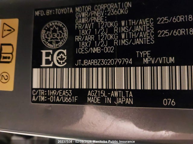 JTJBARBZ3G2079794 Lexus Nx200t