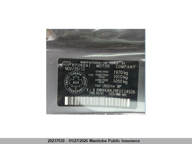 KMHHU6KJ9EU114526 Hyundai Genesis Gt V6