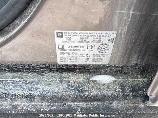 3GTU2UEH6EG407079 GMC Sierra 1500 Sle Crew Cab