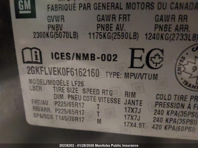 2GKFLVEK0F6162160 GMC Terrain Sle