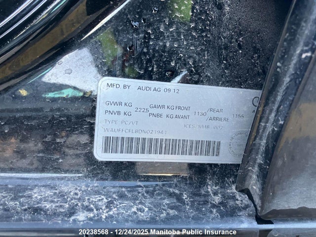 Продажа на аукционе авто 2013 Audi A4 2.0t Quattro, vin: WAUFFCFL8DN021941, номер лота: 20238568
