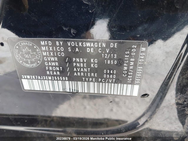 Продажа на аукционе авто 2014 Volkswagen Jetta 2.0, vin: 3VW2K7AJ3EM255598, номер лота: 20238879