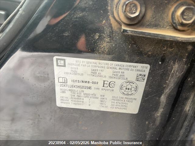 2GKFLUEK5H6262946 GMC Terrain Slt