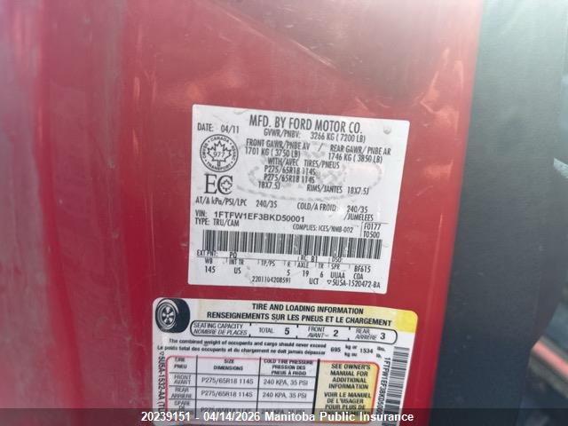 Продажа на аукционе авто 2011 Ford F150 Xlt Supercrew, vin: 1FTFW1EF3BKD50001, номер лота: 20239151
