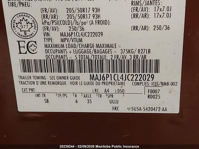 MAJ6P1CL4JC222029 Ford Ecosport Ses