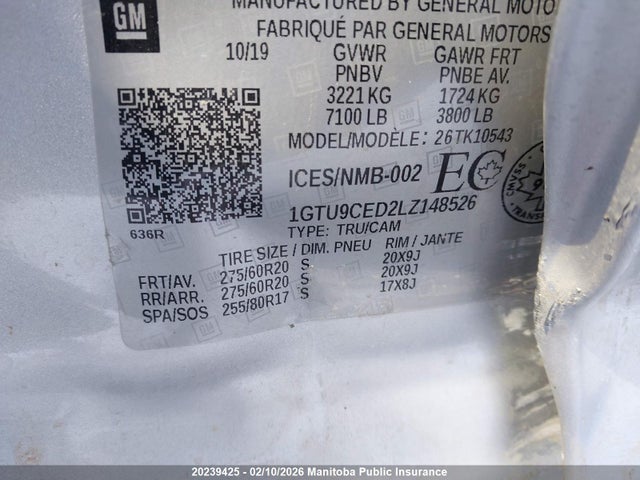 1GTU9CED2LZ148526 GMC Sierra 1500 Elevation Crew Cab