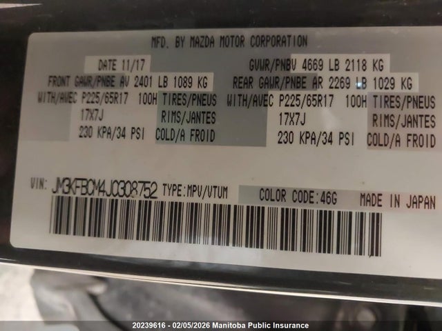 JM3KFBCM4J0308752 Mazda Cx-5 Gs